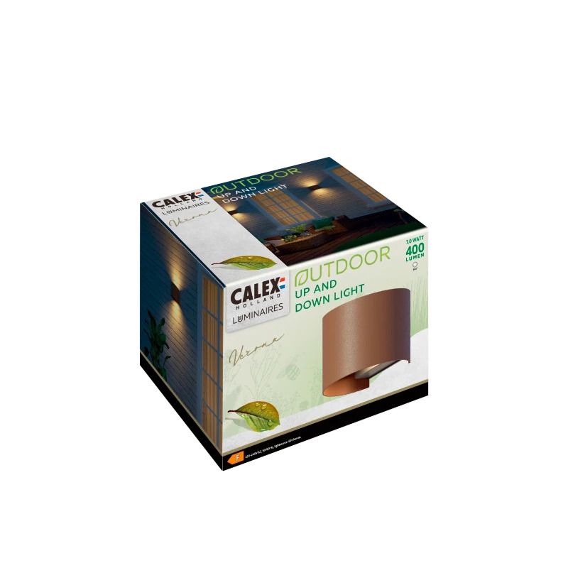 Calex Buiten Up/Downlighter Verona | 7W 400Lm 3000K | 830 | IP54 | Roest