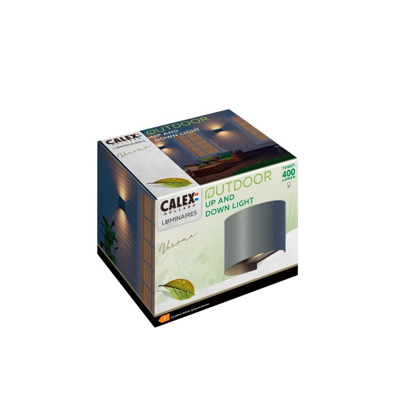 Calex Buiten Up/Downlighter Verona | 7W 400Lm 3000K | 830 | IP54 | Grijs