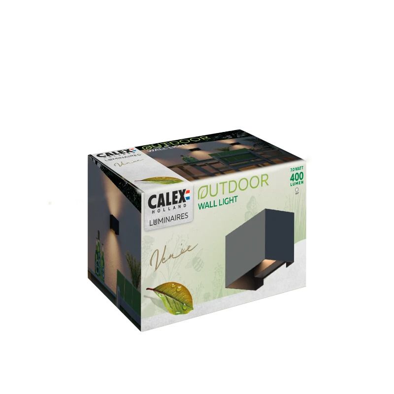 Calex Buiten Up/Downlighter Venice | 7W 630Lm 3000K | 830 | IP54 | Zwart