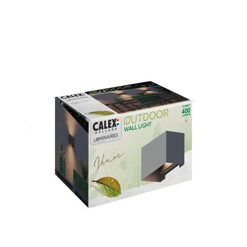Calex Buiten Up/Downlighter Venice | 7W 400Lm 3000K | 830 | IP54 | Grijs