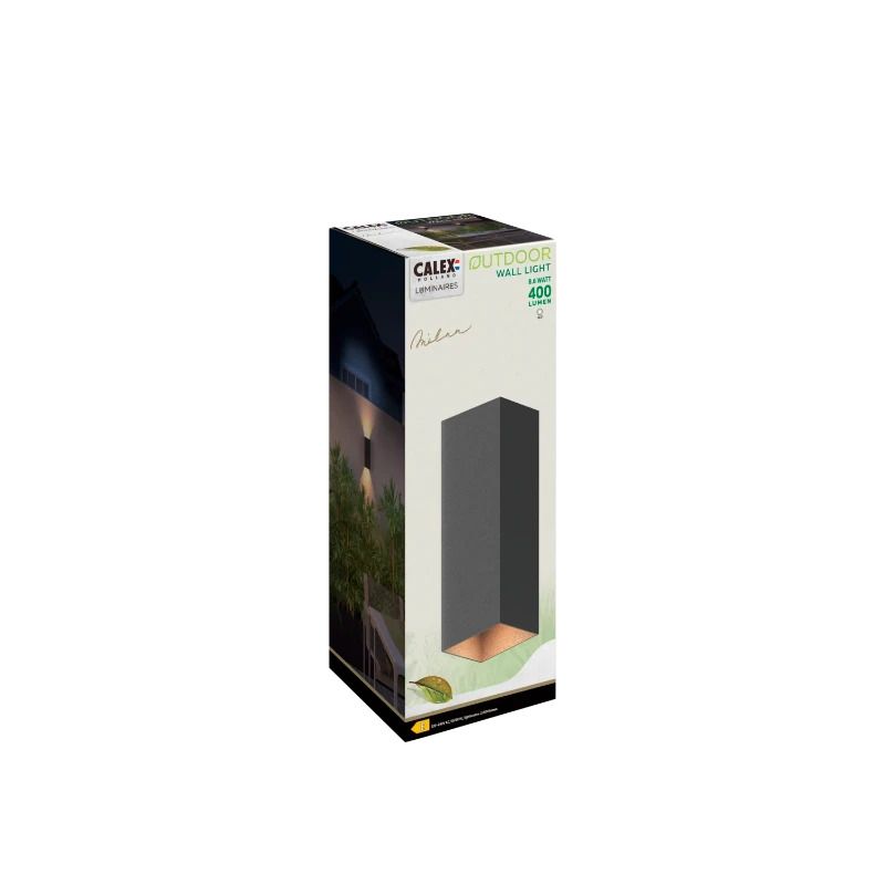 Calex Buiten Up/Downlighter Milan | 8.6W 400Lm 3000K | 830 | IP54 | Zwart-Goud