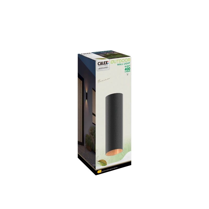 Calex Buiten Up/Downlighter Florence | 8.6W 400Lm 3000K | 830 | IP54 | Zwart-Goud