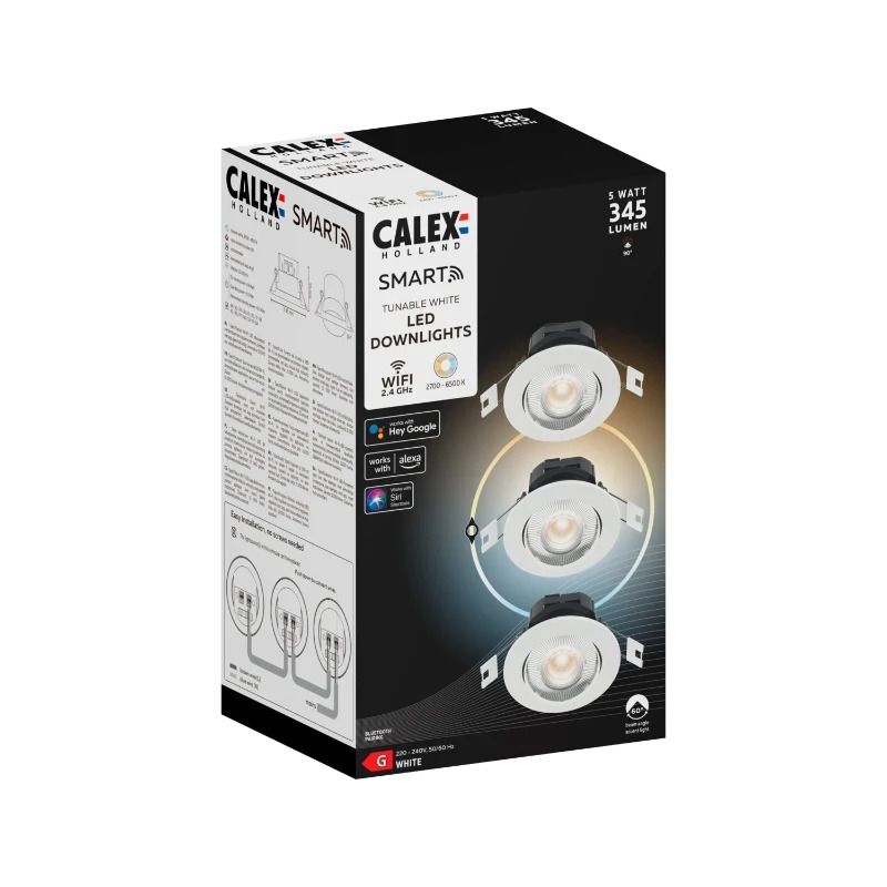Calex Smart Wand Downlighter | 5W 345Lm 2700K/6500K | 827/865 | Dimbaar | IP21 | Wit