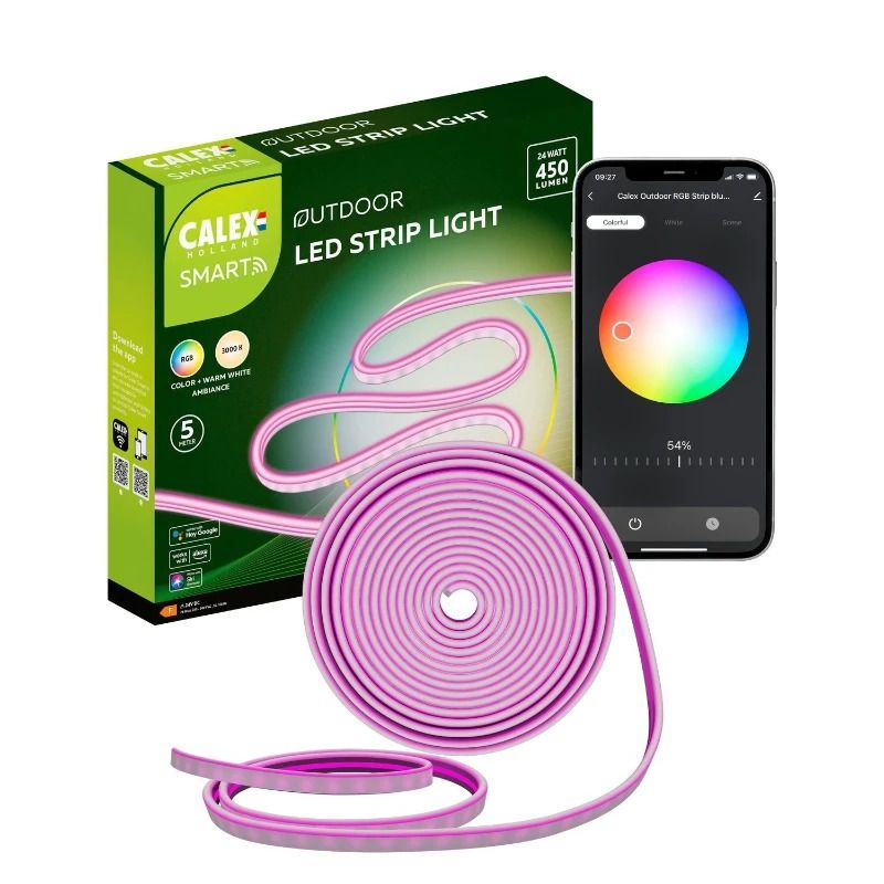 Calex Smart LED Strip 5m | 24W 3000K RGBW | Dimbaar