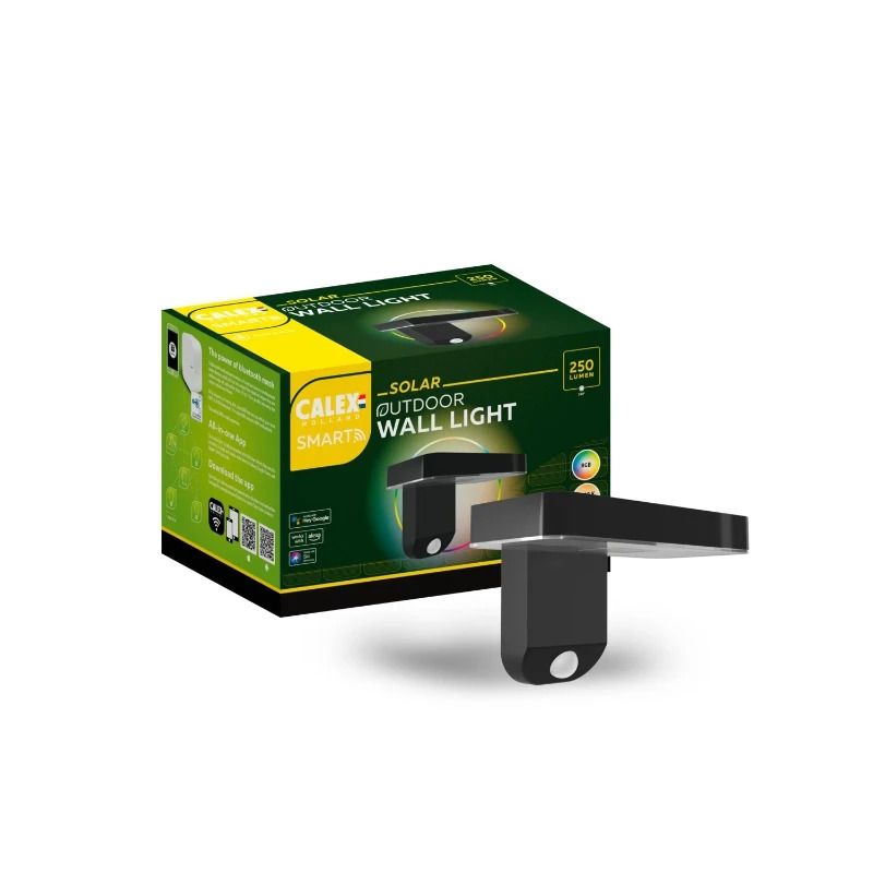 Calex Buiten Smart Wandlamp | 250Lm 3000K/6500K | 830/865 | Solar Dimbaar | IP44 | Zwart
