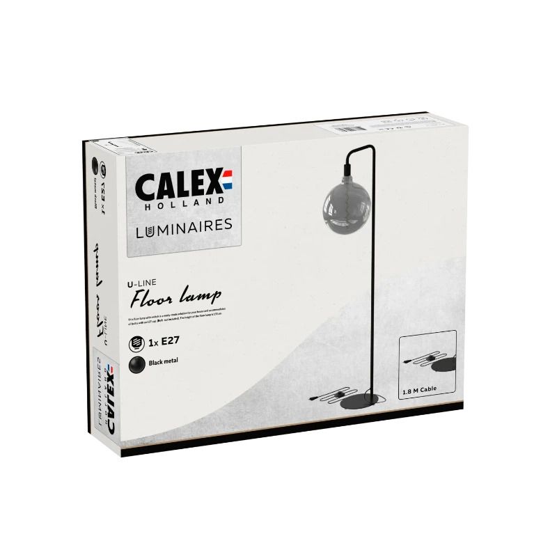 Calex U-Line Vloerlamp | 1x E27 Max 60W | Zwart Metaal