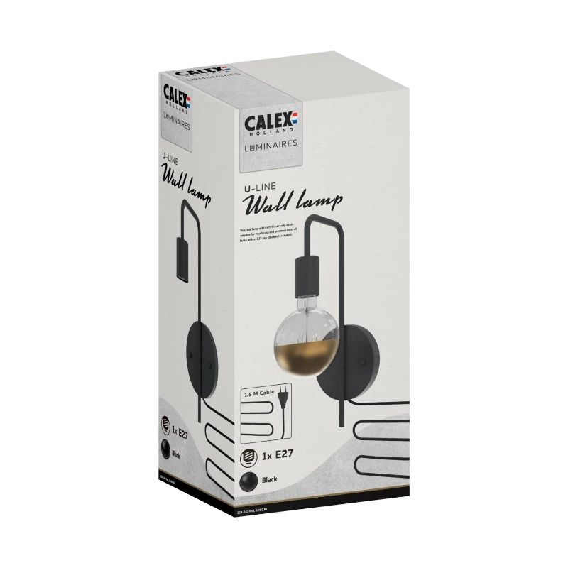 Calex Wandlamp | 1x E27 | IP20 | Zwart