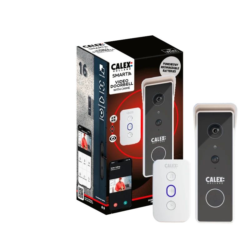 Calex Smart Video Deurbel | 2K Draadloos | Batterij Oplaadbaar