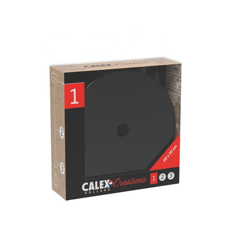 Calex Creations Plafondplaat | 10cm Metaal | 1 Gat | Mat Zwart