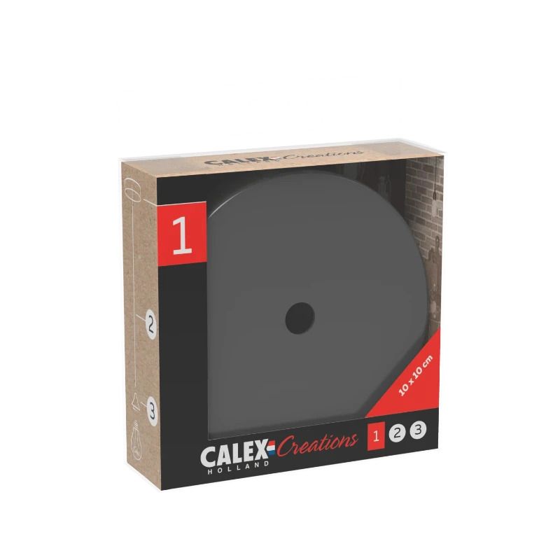 Calex Creations Plafondplaat | 10cm Metaal | 1 Gat | Mat Parel Zwart