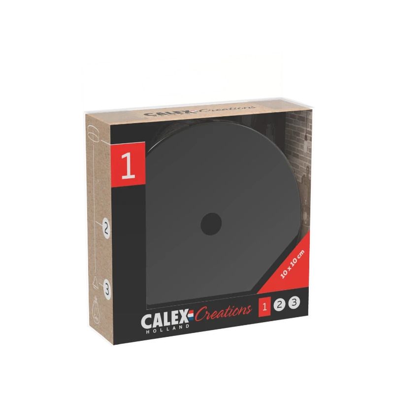 Calex Creations Plafondplaat | 10cm Metaal | 1 Gat | Glanzend Parel Zwart