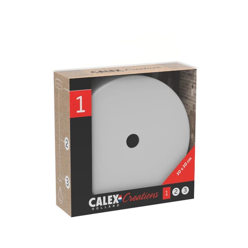 Calex Creations Plafondplaat | 10cm Metaal | 1 Gat | Mat Wit