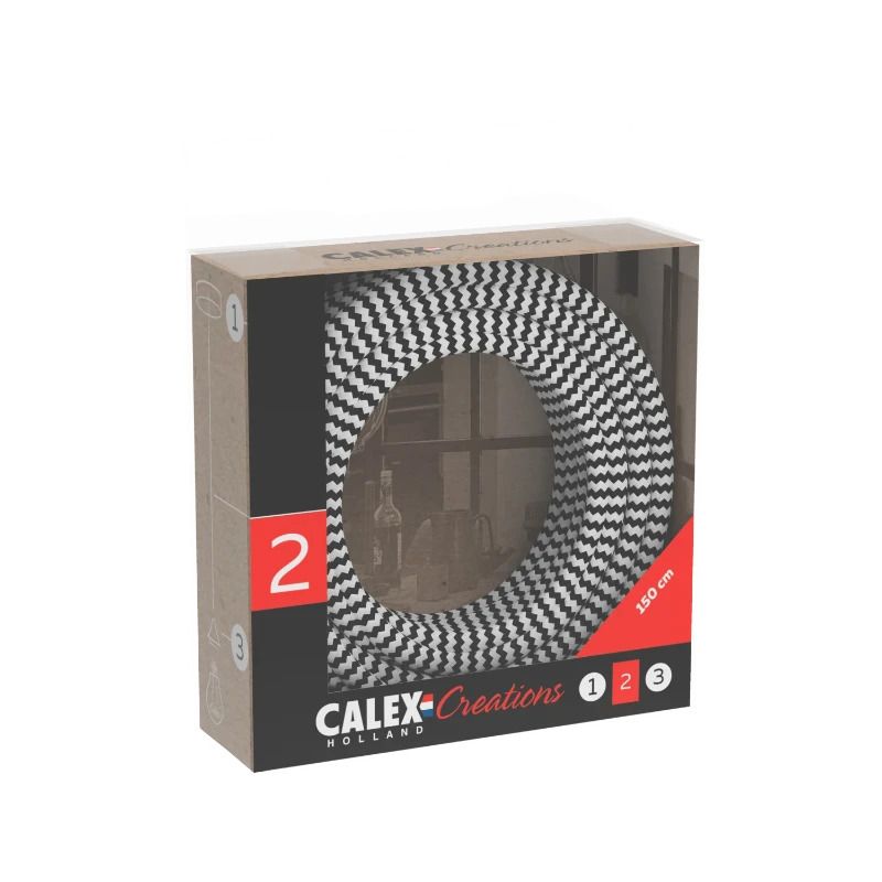 Calex Creations Textielkabel | 1.5m Max 60W | Zwart/Wit