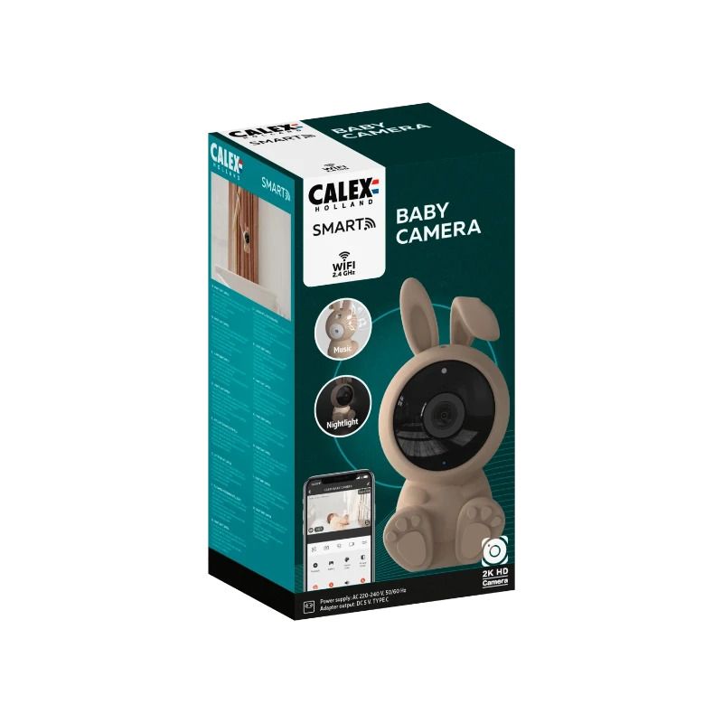 Calex Smart Babycamera | Konijn | 2K | Wifi | App | White Noise