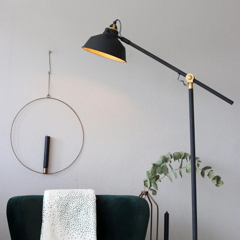 Mexlite Nove LED Vloerlamp | 1x E27 40W | Dimbaar | Goud/Zwart
