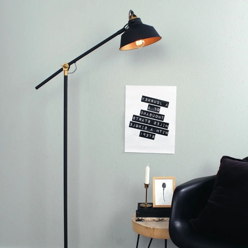 Mexlite Nove LED Vloerlamp | 1x E27 40W | Dimbaar | Goud/Zwart