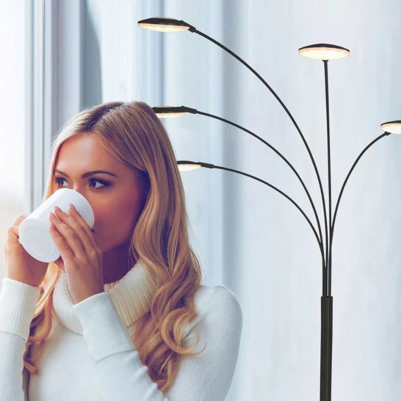 Mexlite Synna LED Vloerlamp | 22.5W 2700K 2500lm 827 | Dimbaar | Zwart