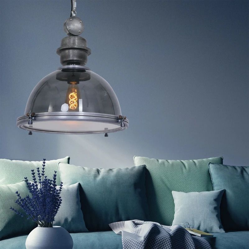 Steinhauer Bikkel LED Hanglamp | 1x E27 40W | Dimbaar | Staal/Transparant