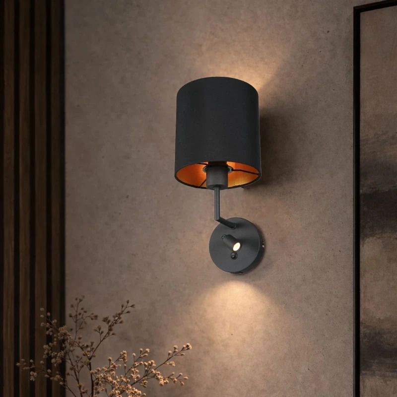 Mexlite Noor LED Wandlamp | 2x E27 2.5W 2700K 240lm 927 | Dimbaar | Goud/Zwart