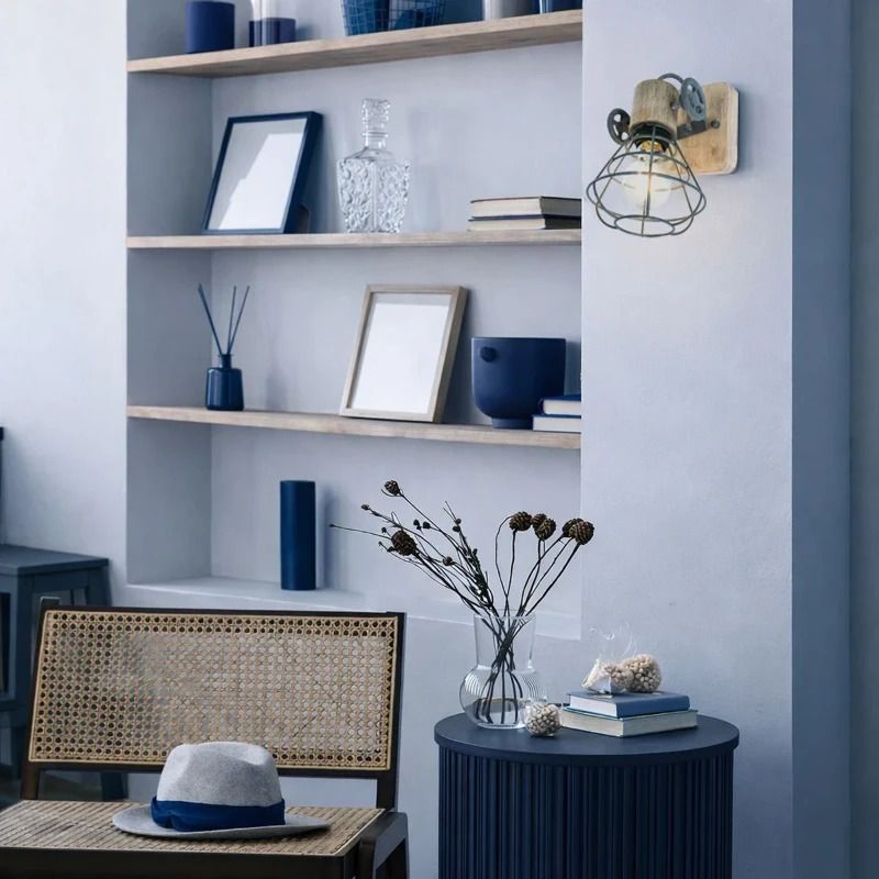 Anne Light Guersey LED Wandlamp | 1x E27 40W | Dimbaar | Grijs/Hout
