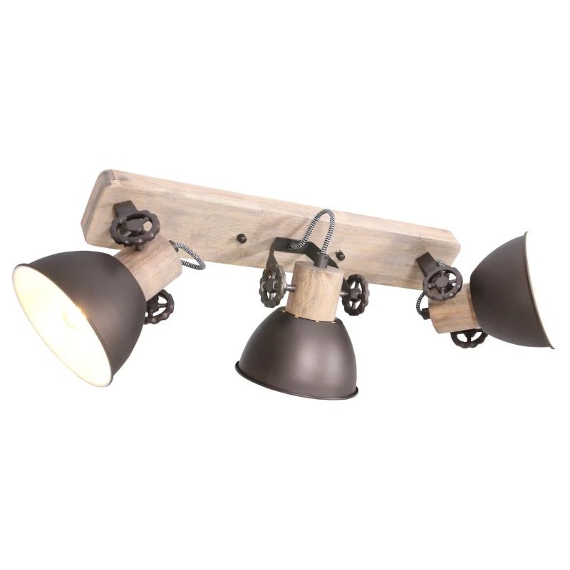 Mexlite Gearwood LED Plafondlamp | 3x E27 40W | Dimbaar | Hout/Zwart