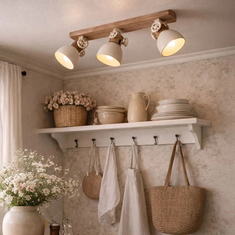 Mexlite Gearwood LED Plafondlamp | 3x E27 40W | Dimbaar | Creme