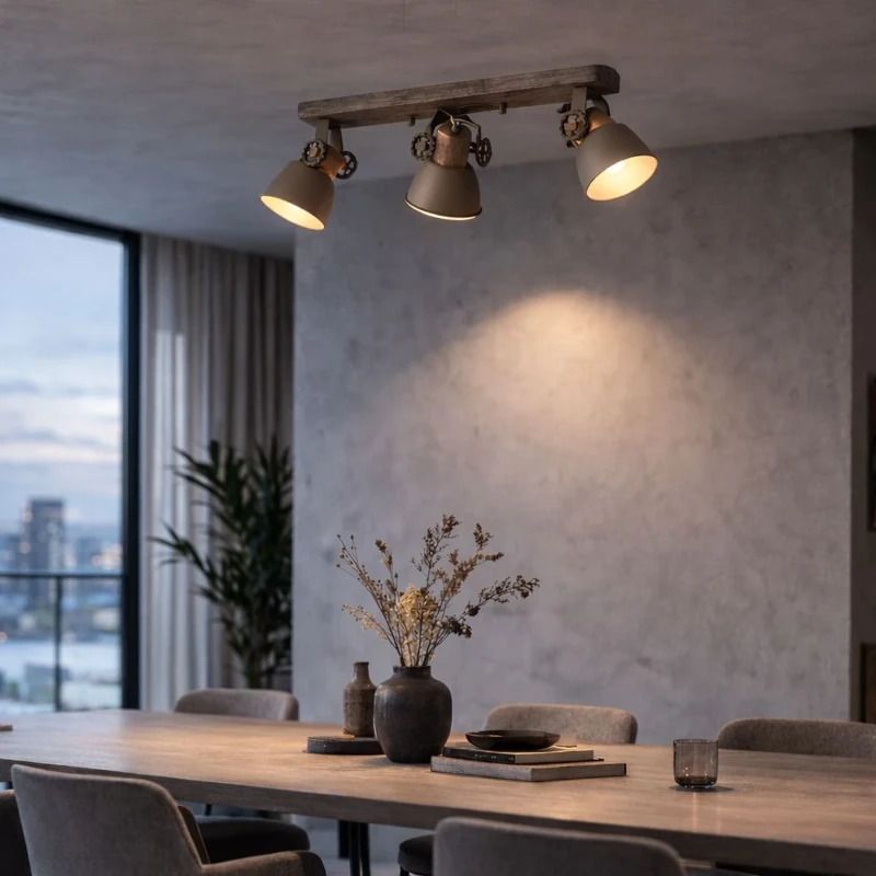 Mexlite Gearwood LED Plafondlamp | 3x E27 40W | Dimbaar | Taupe