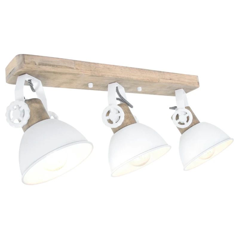 Mexlite Gearwood LED Plafondlamp | 3x E27 40W | Dimbaar | Hout/Wit
