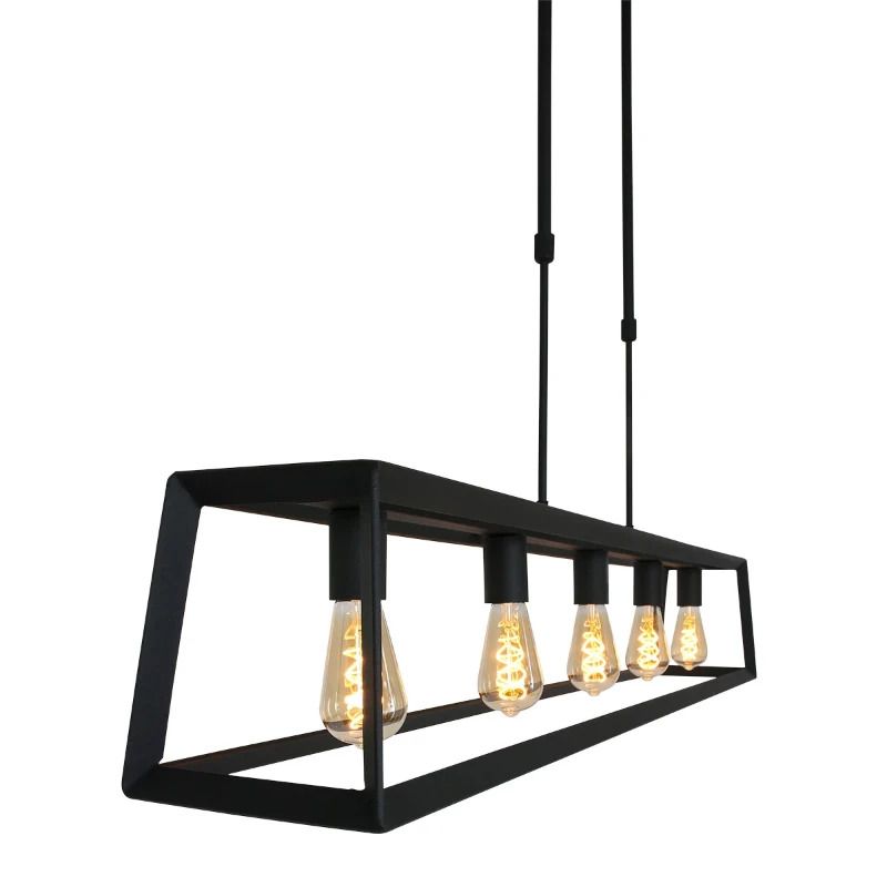 Mexlite Buckley LED Hanglamp | 5x E27 40W | Dimbaar | Zwart