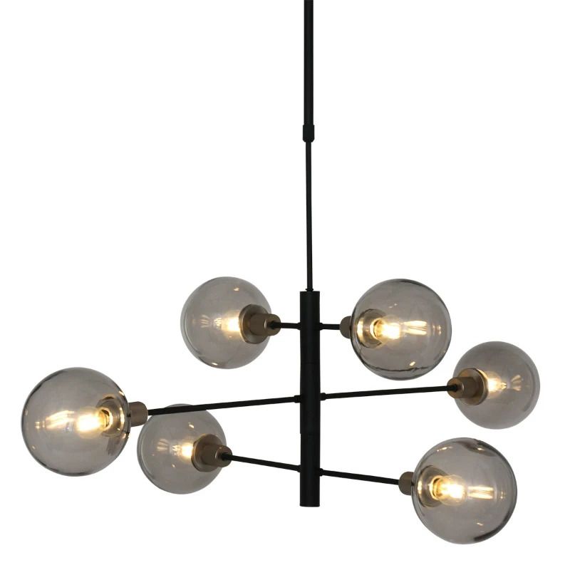Steinhauer Constellation LED Hanglamp | 6x E14 40W | Dimbaar | Smoke glas/Zwart