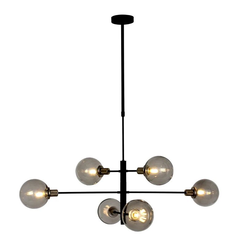 Steinhauer Constellation LED Hanglamp | 6x E14 40W | Dimbaar | Smoke glas/Zwart