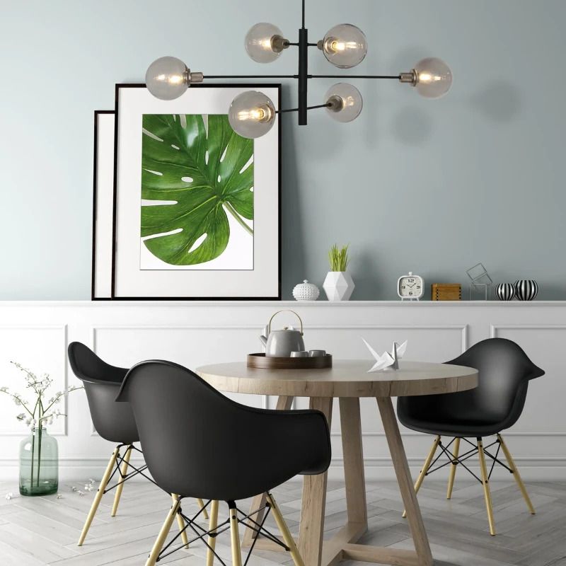 Steinhauer Constellation LED Hanglamp | 6x E14 40W | Dimbaar | Smoke glas/Zwart