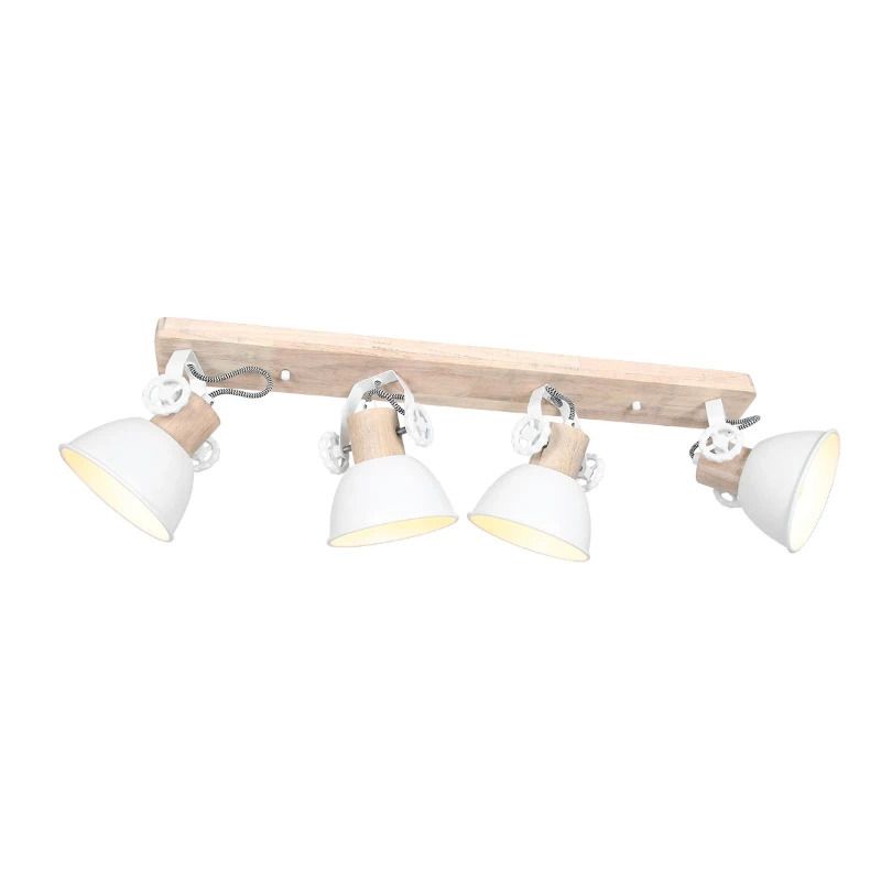 Mexlite Gearwood LED Plafondlamp | 4x E27 40W | Dimbaar | Hout/Wit