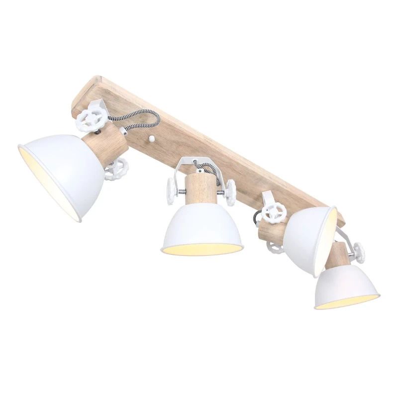 Mexlite Gearwood LED Plafondlamp | 4x E27 40W | Dimbaar | Hout/Wit