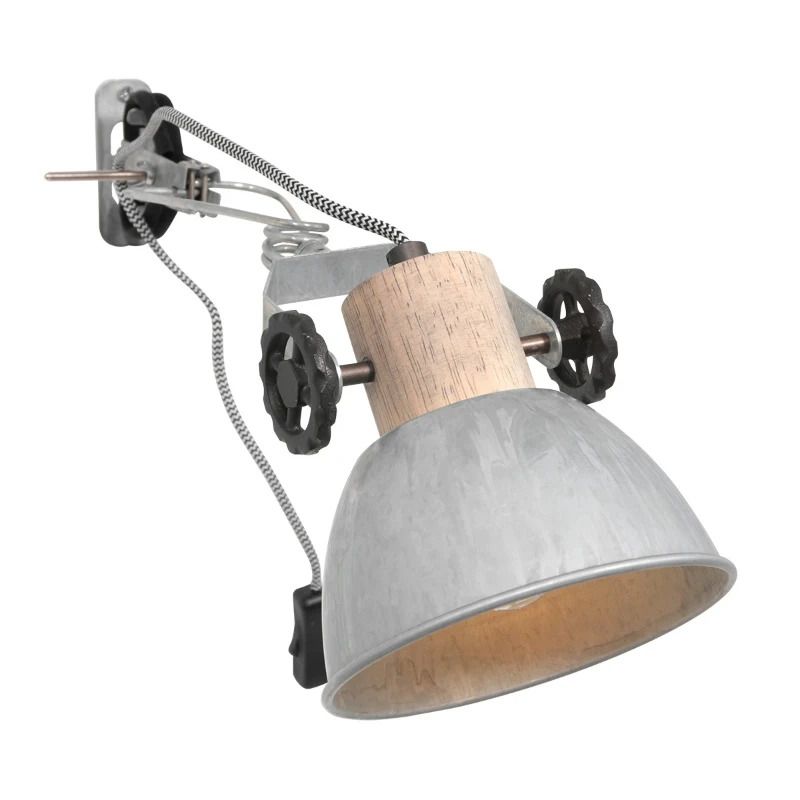 Mexlite Gearwood LED Klemspot | 1x E27 40W | Dimbaar | Hout/Nikkel