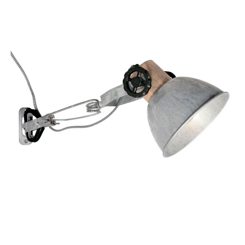 Mexlite Gearwood LED Klemspot | 1x E27 40W | Dimbaar | Hout/Nikkel