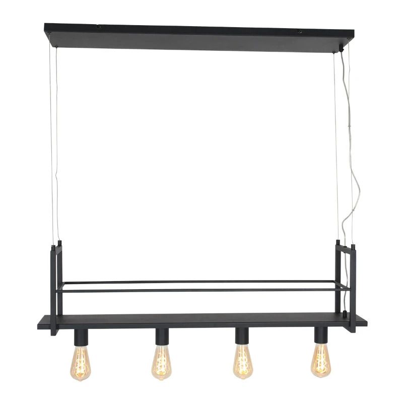 Mexlite Buckley LED Hanglamp | 4x E27 40W | Dimbaar | Zwart