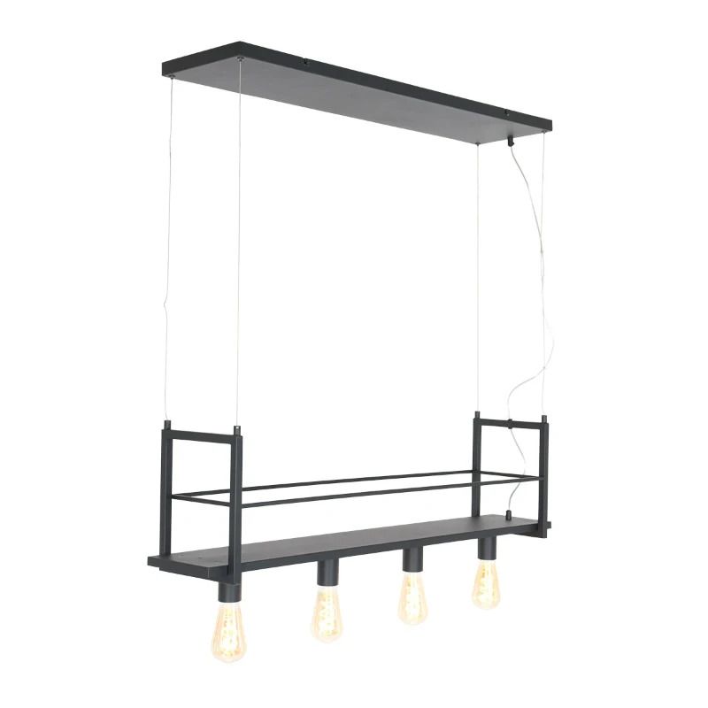 Mexlite Buckley LED Hanglamp | 4x E27 40W | Dimbaar | Zwart