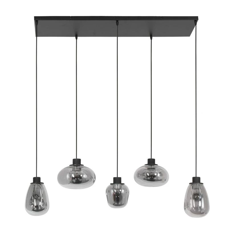 Steinhauer Reflexion LED Hanglamp | 5x E27 40W | Dimbaar | Smoke glas/Zwart