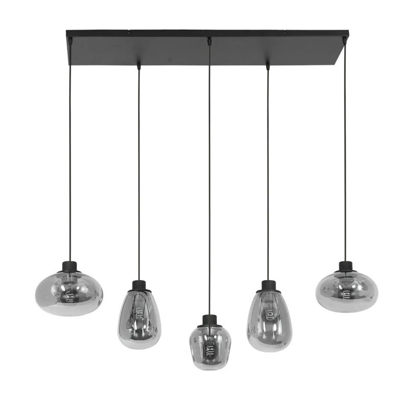 Steinhauer Reflexion LED Hanglamp | 5x E27 40W | Dimbaar | Smoke glas/Zwart