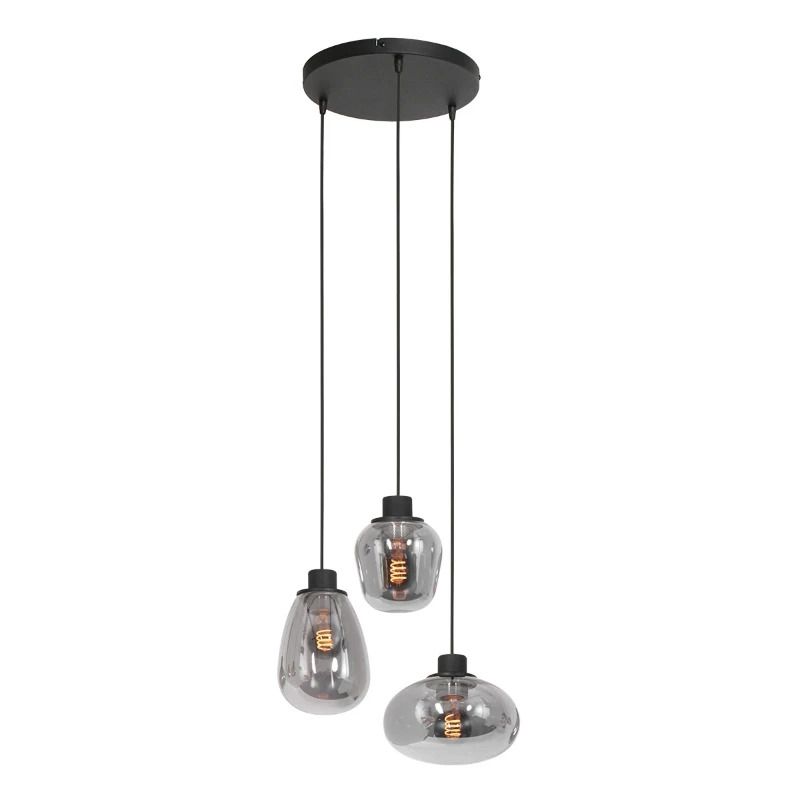 Steinhauer Reflexion LED Hanglamp | 3x E27 40W | Dimbaar | Smoke glas/Zwart