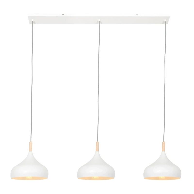 Mexlite Bjorr LED Hanglamp | 3x E27 40W | Dimbaar | Hout/Wit