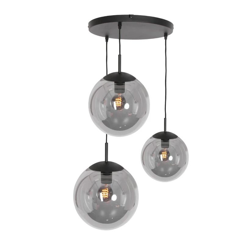 Steinhauer Bollique New LED Hanglamp | 3x E27 40W | Dimbaar | Transparant/Zwart