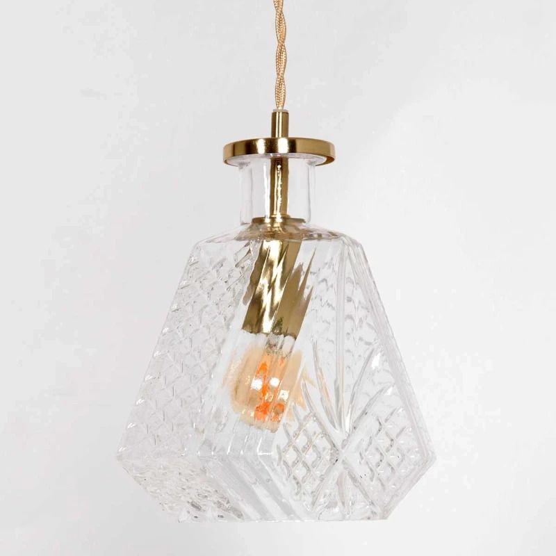 Mexlite Grazio Glass LED Hanglamp | 1x E14 40W | Dimbaar | Messing/Transparant