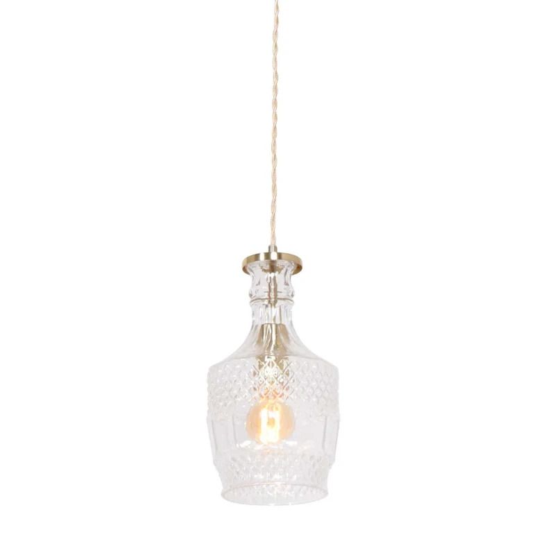 Mexlite Grazio Glass LED Hanglamp | 1x E14 40W | Dimbaar | Messing