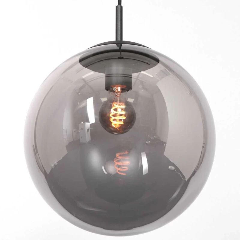 Steinhauer Bollique LED Hanglamp | 1x E27 40W | Dimbaar | Smoke glas/Zwart