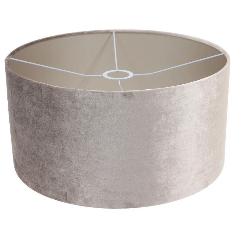 Steinhauer Lampenkap | Grijs/Taupe Velours Lampenkap ⌀40Cm Met E27 Support