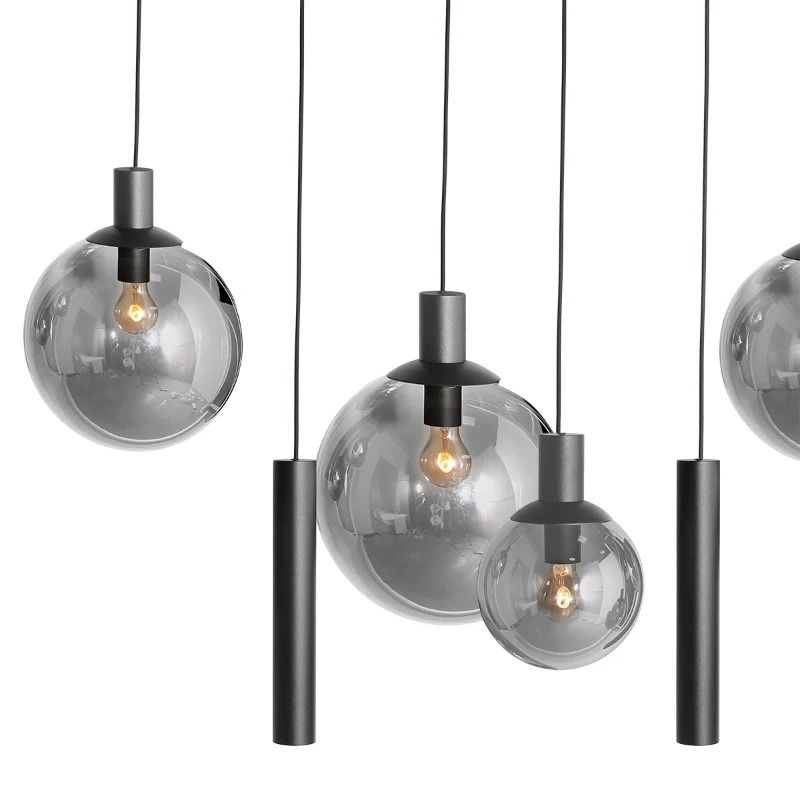 Steinhauer Bollique New Hanglamp | 6x E27 + 3x GU10 | Dimbaar | Zwart