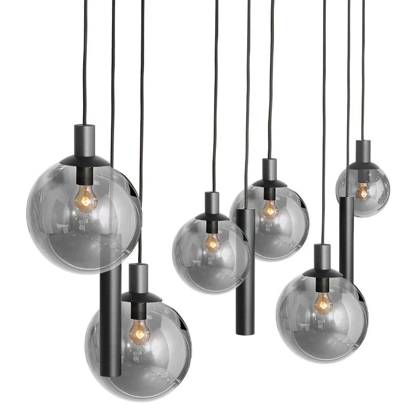 Steinhauer Bollique New Hanglamp | 6x E27 + 3x GU10 | Dimbaar | Zwart