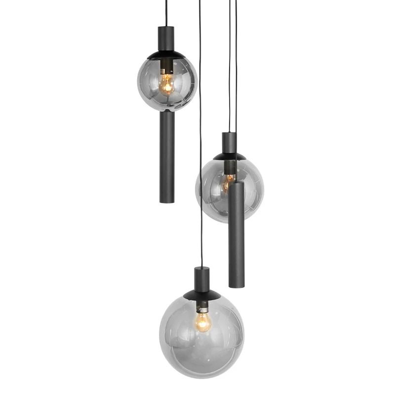 Steinhauer Bollique New Hanglamp | 3x E27 + 2x GU10 | Dimbaar | Zwart